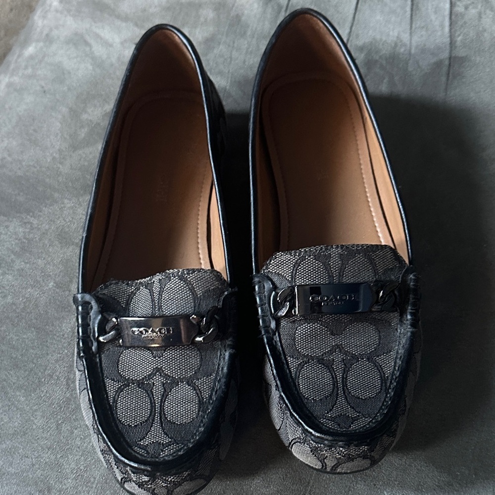 Coach Gray and Black Signature Loafers